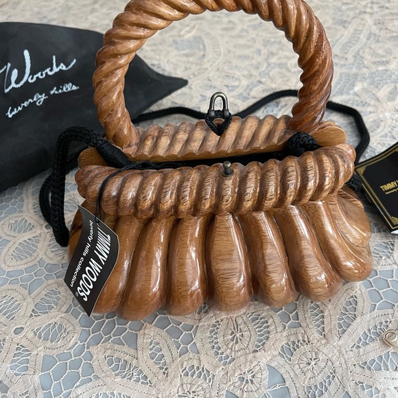 Timmy Woods of Beverly Hills wood bag 9”x9” - Picture 5 of 5